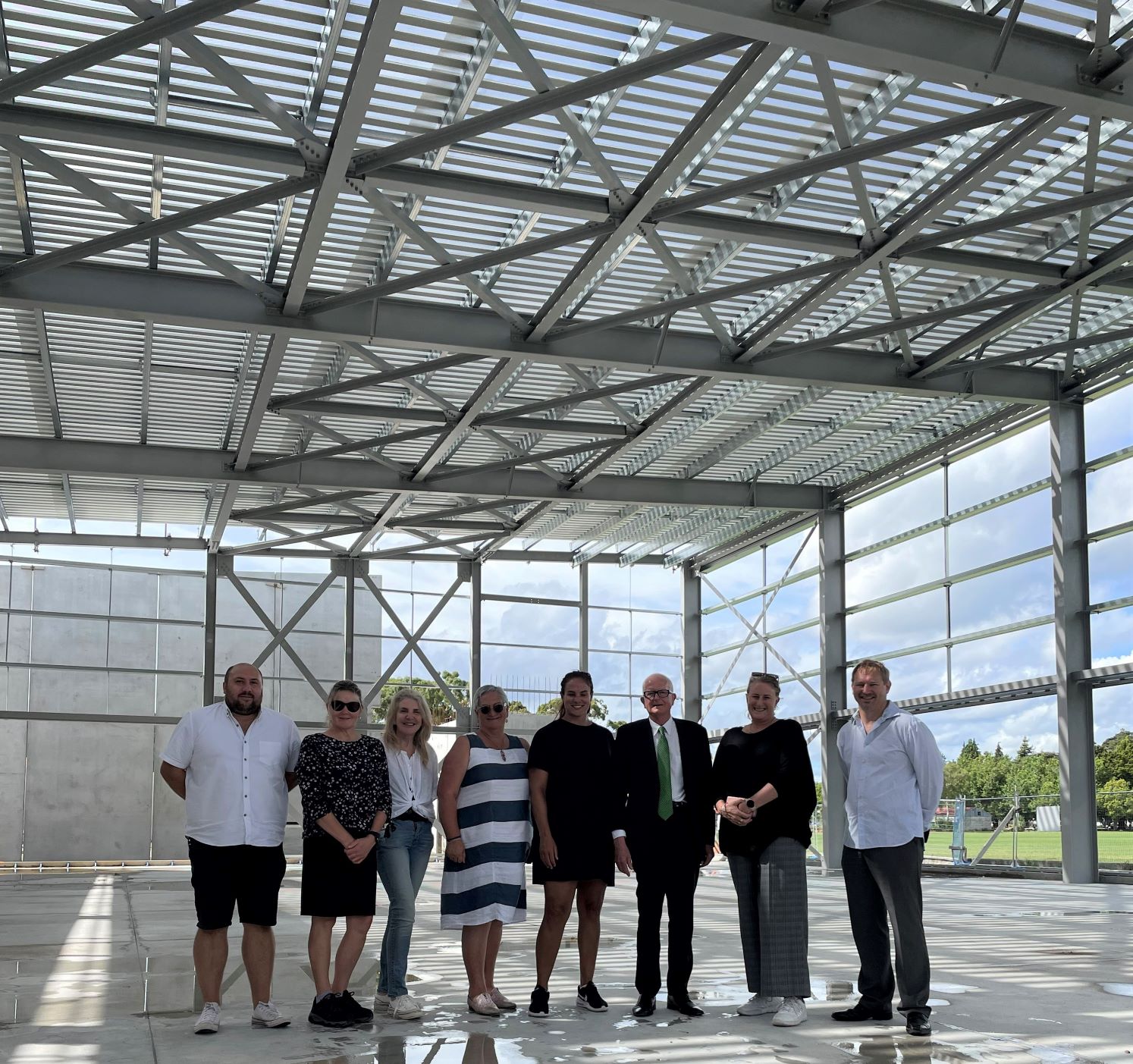 Trustees at the indoor training facility being built at Maidstone Park