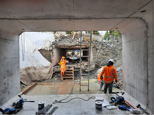 Inside the culvert