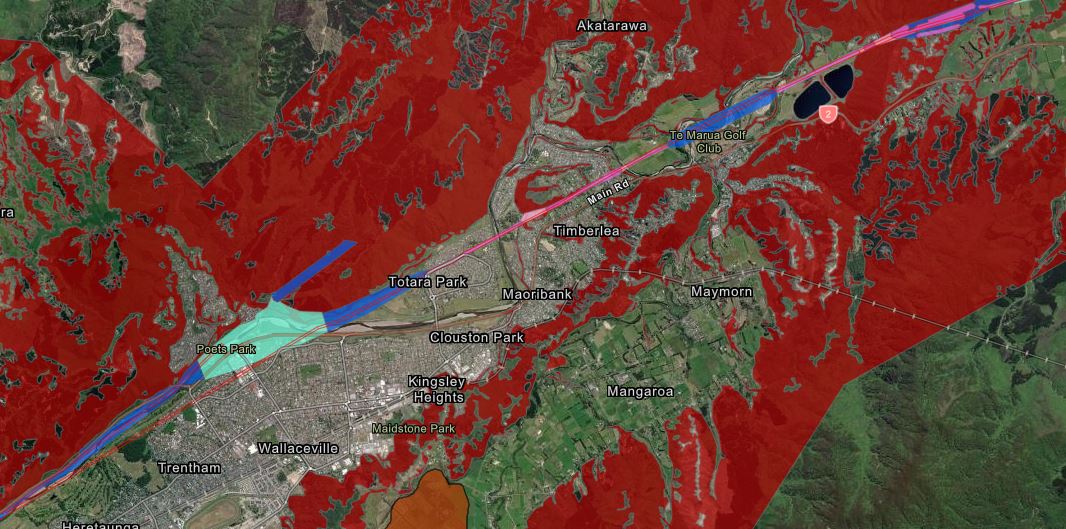 Image of map showing wellington fault