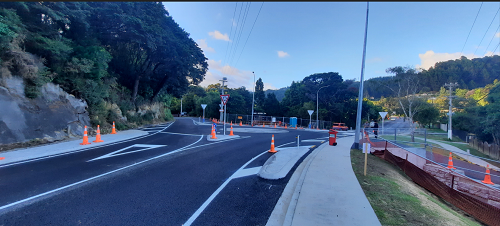 Photo of the new roundabout at Pinehaven Road