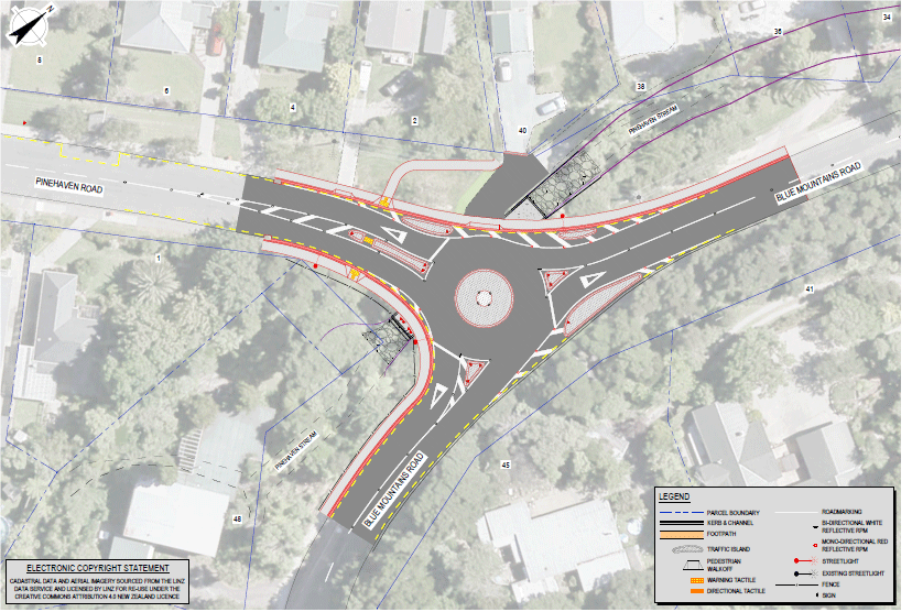 Map view of the new roundabout at Pinehaven Road